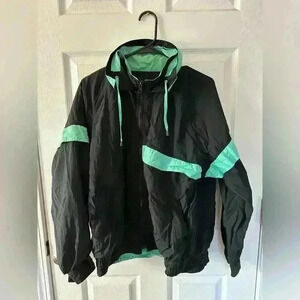 Women’s Vintage 90s Black And Teal Be In The Current Seen Wind Breaker Size Med